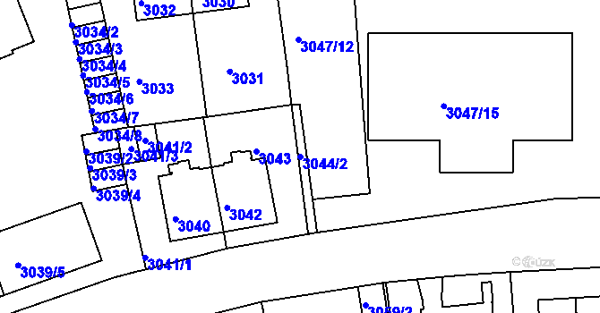 Parcela st. 3044/2 v KÚ Strašnice, Katastrální mapa