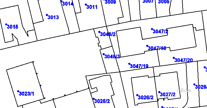 Parcela st. 3046/3 v KÚ Strašnice, Katastrální mapa