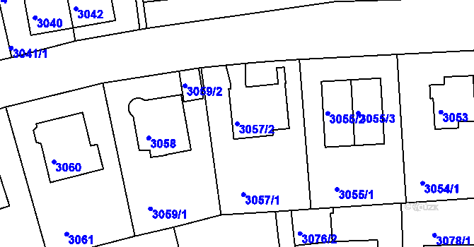 Parcela st. 3057/2 v KÚ Strašnice, Katastrální mapa