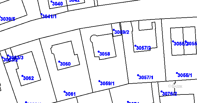 Parcela st. 3058 v KÚ Strašnice, Katastrální mapa