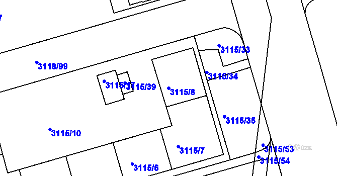 Parcela st. 3115/8 v KÚ Strašnice, Katastrální mapa