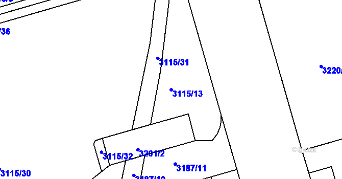 Parcela st. 3115/13 v KÚ Strašnice, Katastrální mapa