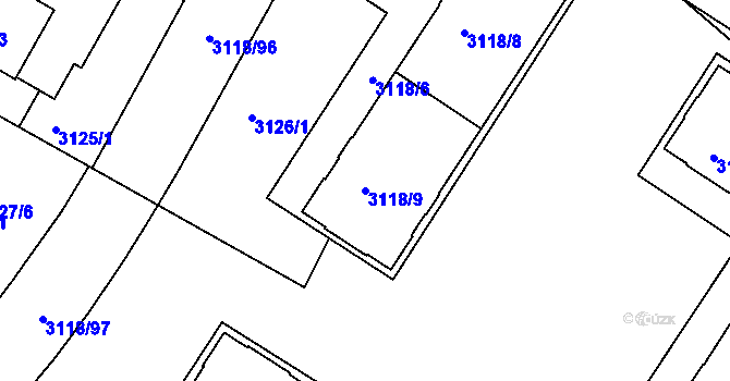 Parcela st. 3118/9 v KÚ Strašnice, Katastrální mapa
