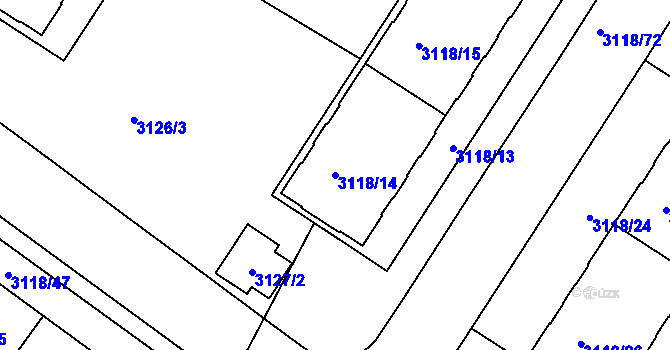 Parcela st. 3118/14 v KÚ Strašnice, Katastrální mapa