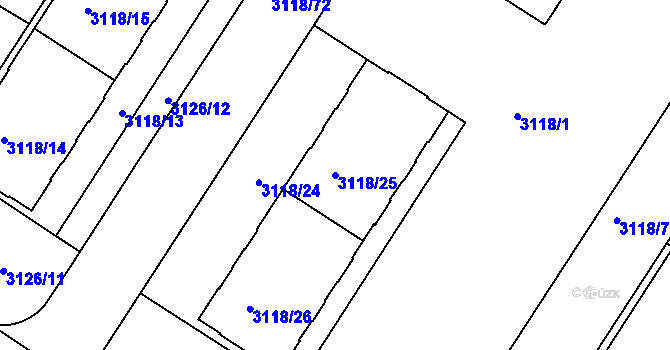 Parcela st. 3118/25 v KÚ Strašnice, Katastrální mapa