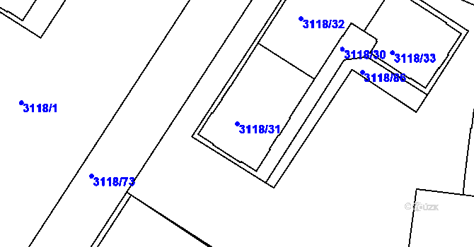 Parcela st. 3118/31 v KÚ Strašnice, Katastrální mapa