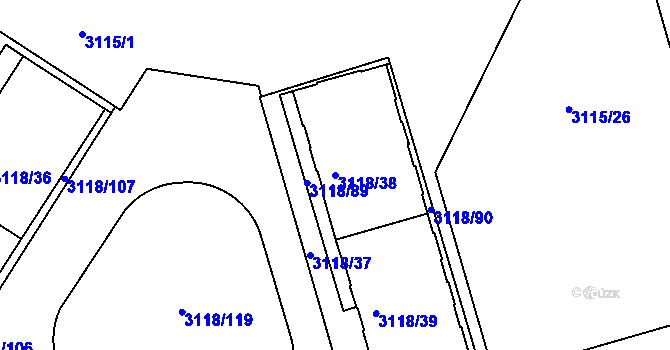 Parcela st. 3118/38 v KÚ Strašnice, Katastrální mapa