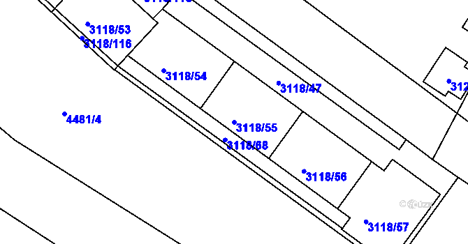 Parcela st. 3118/55 v KÚ Strašnice, Katastrální mapa