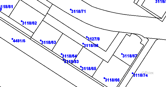Parcela st. 3118/58 v KÚ Strašnice, Katastrální mapa
