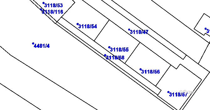 Parcela st. 3118/68 v KÚ Strašnice, Katastrální mapa