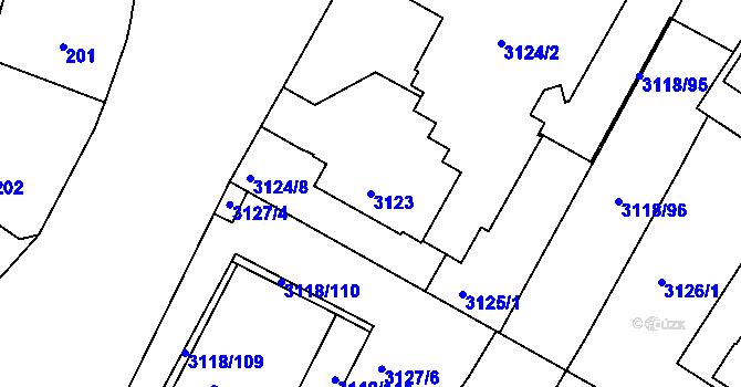Parcela st. 3123 v KÚ Strašnice, Katastrální mapa