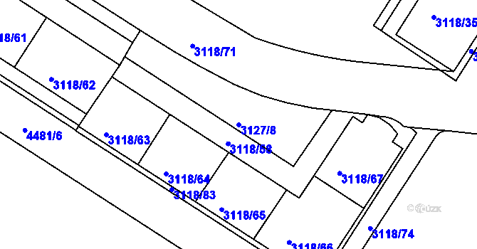 Parcela st. 3127/8 v KÚ Strašnice, Katastrální mapa