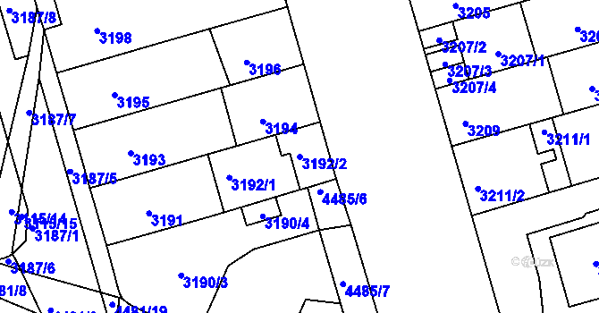 Parcela st. 3192/2 v KÚ Strašnice, Katastrální mapa