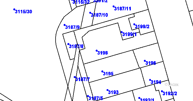 Parcela st. 3198 v KÚ Strašnice, Katastrální mapa