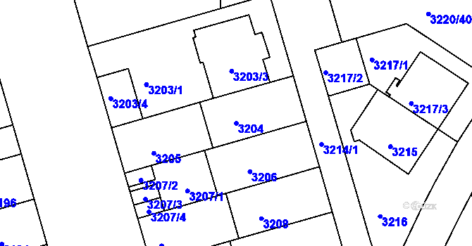 Parcela st. 3204 v KÚ Strašnice, Katastrální mapa