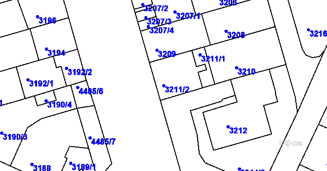 Parcela st. 3211/2 v KÚ Strašnice, Katastrální mapa