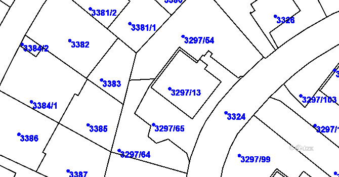Parcela st. 3297/13 v KÚ Strašnice, Katastrální mapa