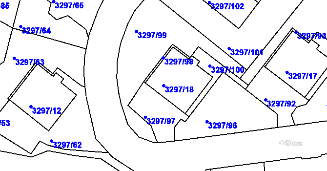 Parcela st. 3297/18 v KÚ Strašnice, Katastrální mapa