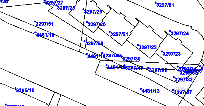 Parcela st. 3297/49 v KÚ Strašnice, Katastrální mapa