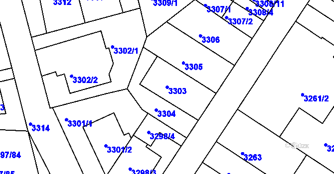 Parcela st. 3303 v KÚ Strašnice, Katastrální mapa