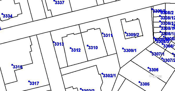 Parcela st. 3310 v KÚ Strašnice, Katastrální mapa