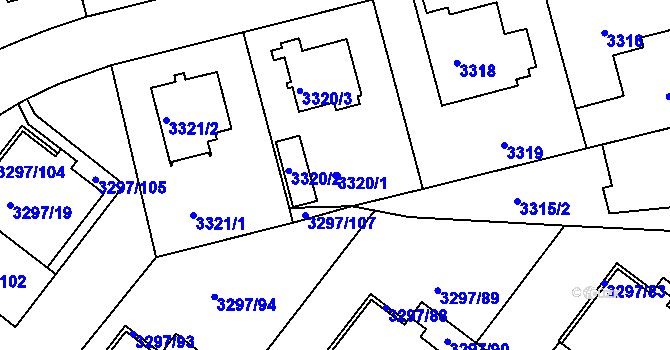 Parcela st. 3320/1 v KÚ Strašnice, Katastrální mapa