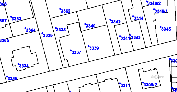 Parcela st. 3339 v KÚ Strašnice, Katastrální mapa