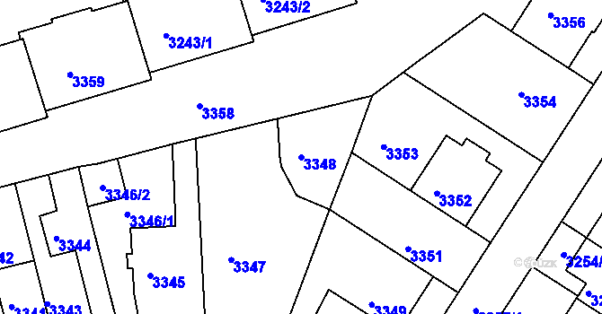 Parcela st. 3348 v KÚ Strašnice, Katastrální mapa