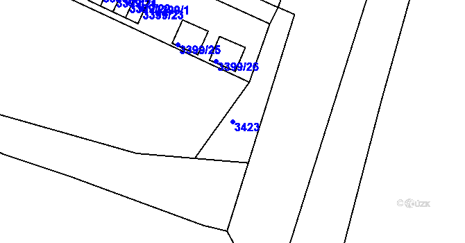 Parcela st. 3423 v KÚ Strašnice, Katastrální mapa
