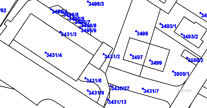 Parcela st. 3431/2 v KÚ Strašnice, Katastrální mapa