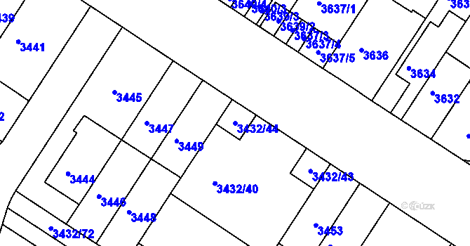 Parcela st. 3432/44 v KÚ Strašnice, Katastrální mapa