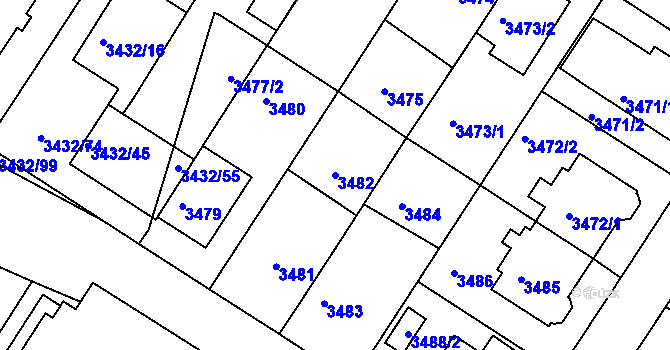 Parcela st. 3482 v KÚ Strašnice, Katastrální mapa