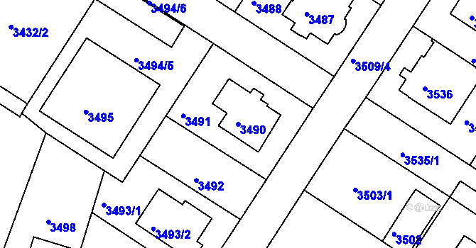 Parcela st. 3490 v KÚ Strašnice, Katastrální mapa