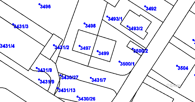 Parcela st. 3499 v KÚ Strašnice, Katastrální mapa