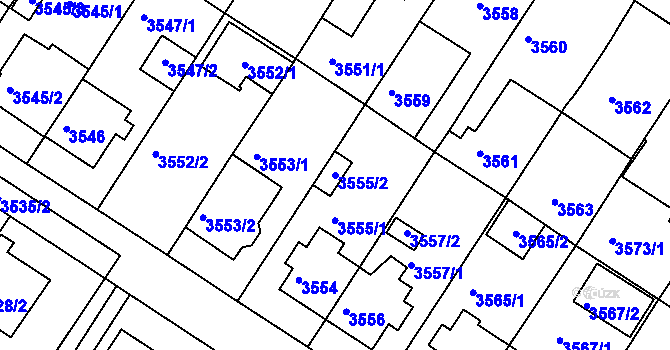 Parcela st. 3555/2 v KÚ Strašnice, Katastrální mapa