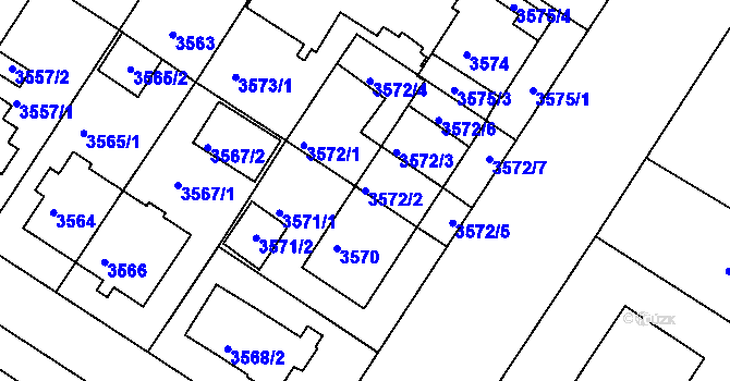 Parcela st. 3572/2 v KÚ Strašnice, Katastrální mapa