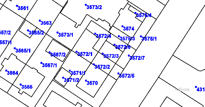 Parcela st. 3572/3 v KÚ Strašnice, Katastrální mapa