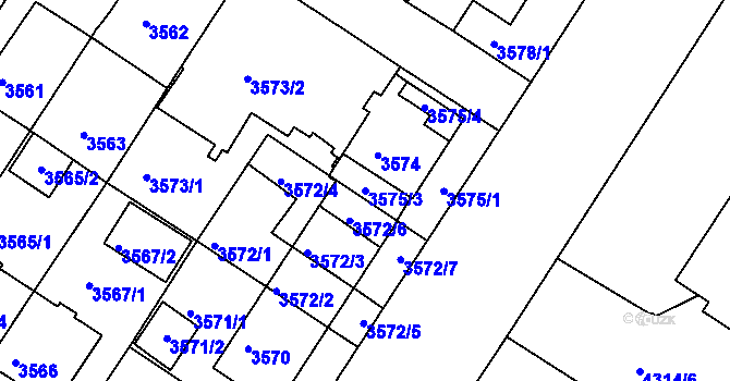 Parcela st. 3575/3 v KÚ Strašnice, Katastrální mapa