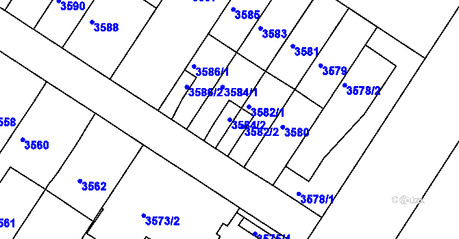 Parcela st. 3584/2 v KÚ Strašnice, Katastrální mapa