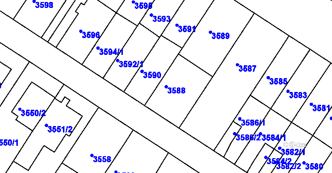 Parcela st. 3588 v KÚ Strašnice, Katastrální mapa