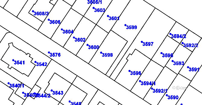 Parcela st. 3598 v KÚ Strašnice, Katastrální mapa