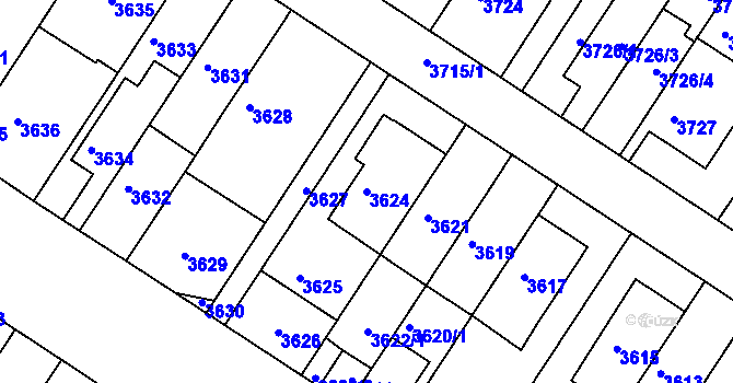 Parcela st. 3624 v KÚ Strašnice, Katastrální mapa