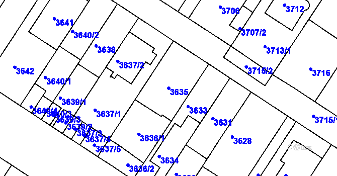 Parcela st. 3635 v KÚ Strašnice, Katastrální mapa