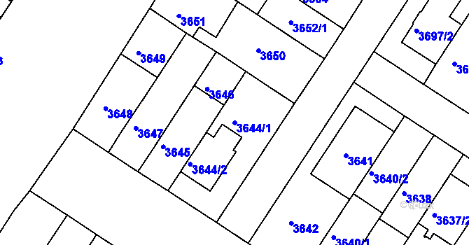 Parcela st. 3644/1 v KÚ Strašnice, Katastrální mapa