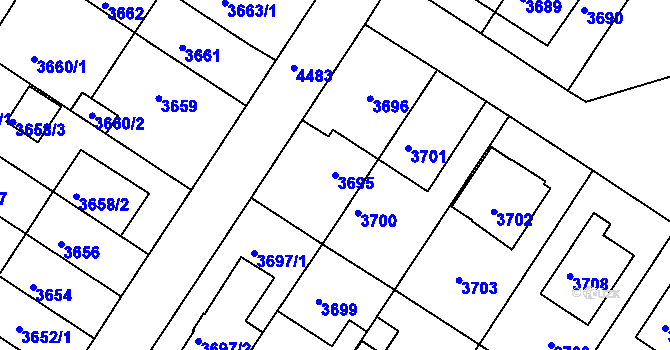 Parcela st. 3695 v KÚ Strašnice, Katastrální mapa
