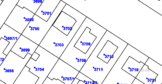 Parcela st. 3708 v KÚ Strašnice, Katastrální mapa