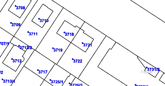 Parcela st. 3721 v KÚ Strašnice, Katastrální mapa
