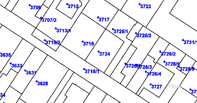 Parcela st. 3724 v KÚ Strašnice, Katastrální mapa