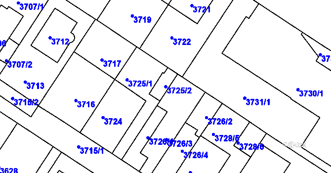Parcela st. 3725/2 v KÚ Strašnice, Katastrální mapa