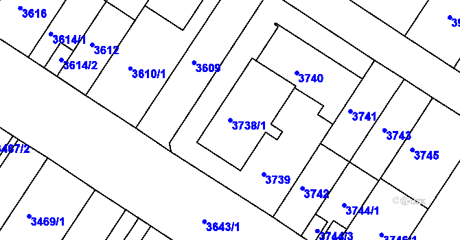 Parcela st. 3738/1 v KÚ Strašnice, Katastrální mapa
